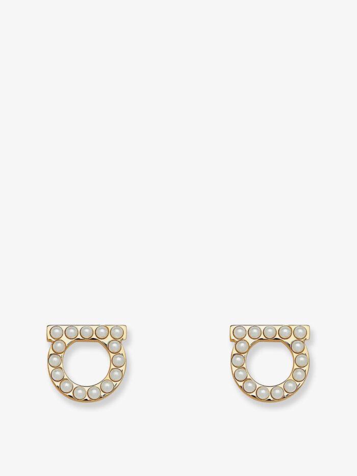 ferragamo brass earrings with gold finishes Ferragamo Brass Earrings With Gold Finishes