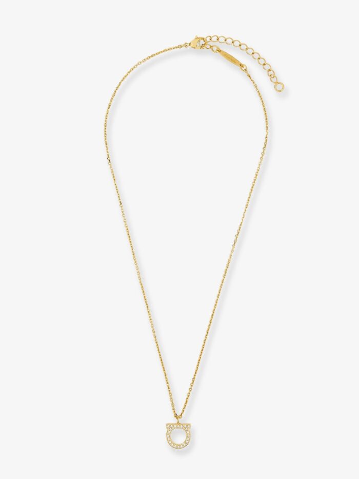 ferragamo brass necklace with gold finishes Ferragamo Brass Necklace With Gold Finishes