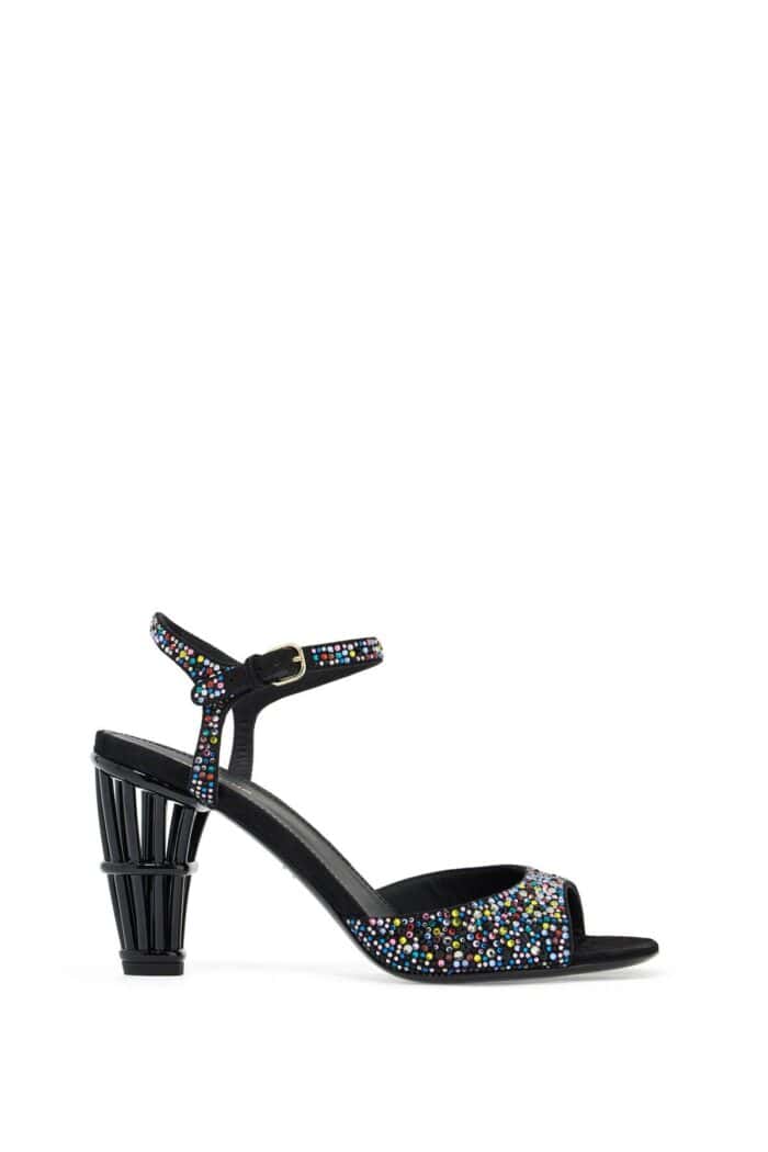 FERRAGAMO Cage And Crystal High Heel Sandals.