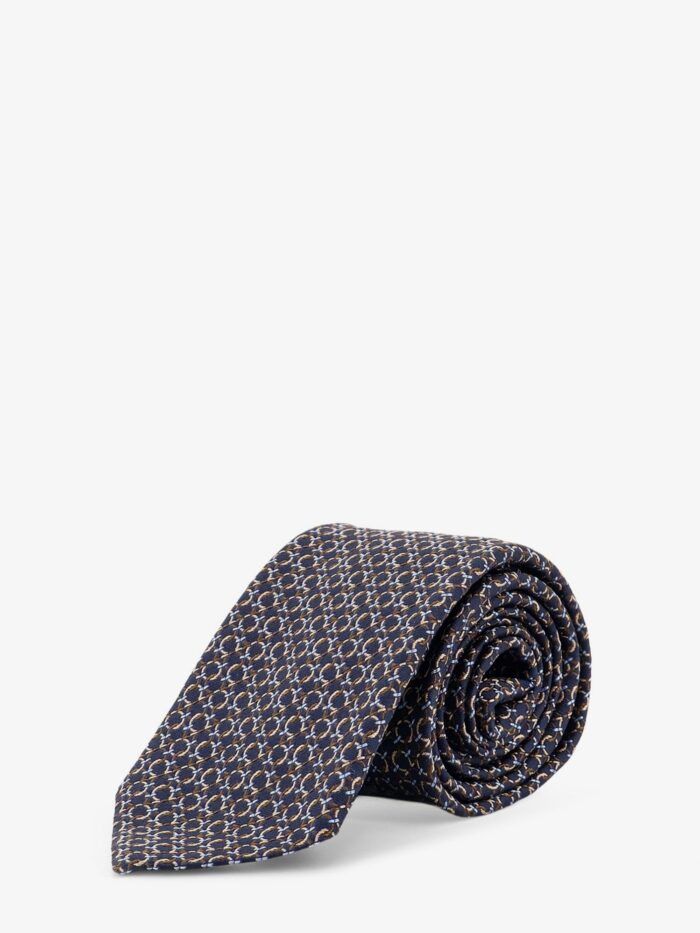 ferragamo crema silk tie with intreccio print Ferragamo Crema Silk Tie With Intreccio Print