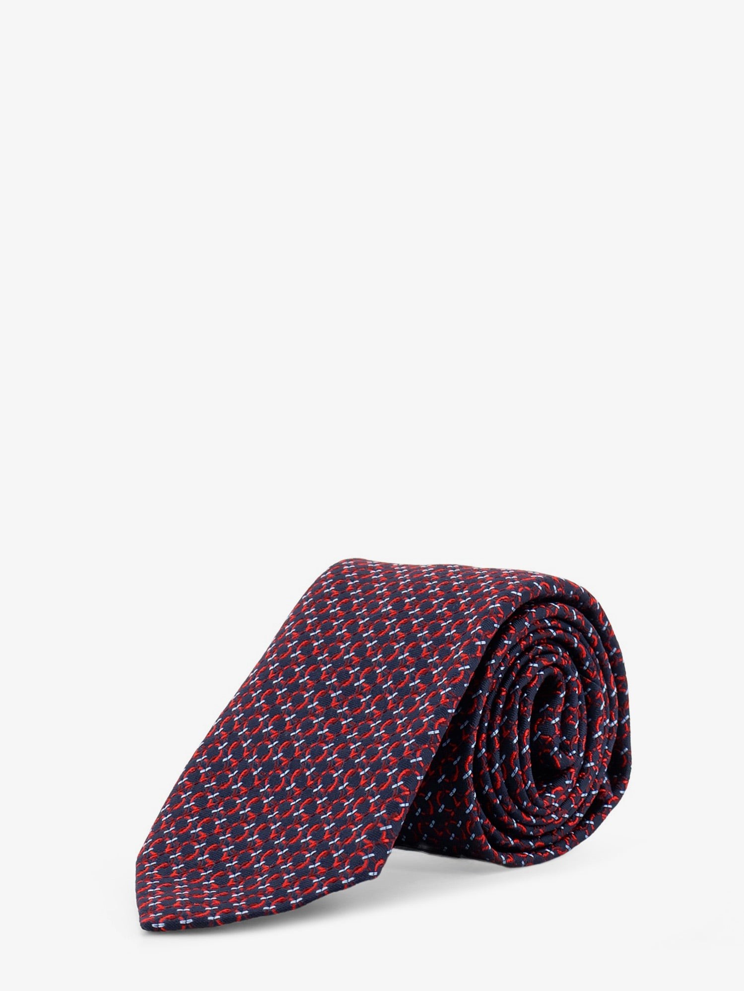 Ferragamo Crema Silk Tie With Intreccio Print