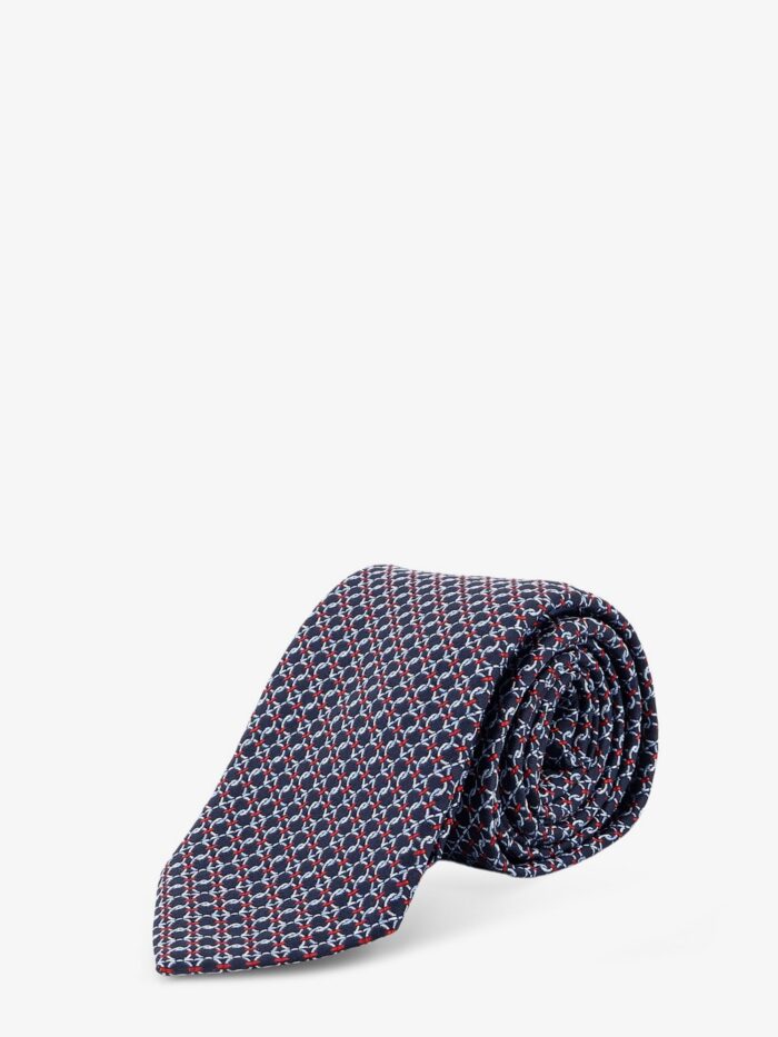 ferragamo crema silk tie with intreccio print Ferragamo Crema Silk Tie With Intreccio Print