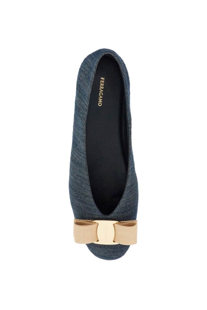 FERRAGAMO Denim Ballet Flats For