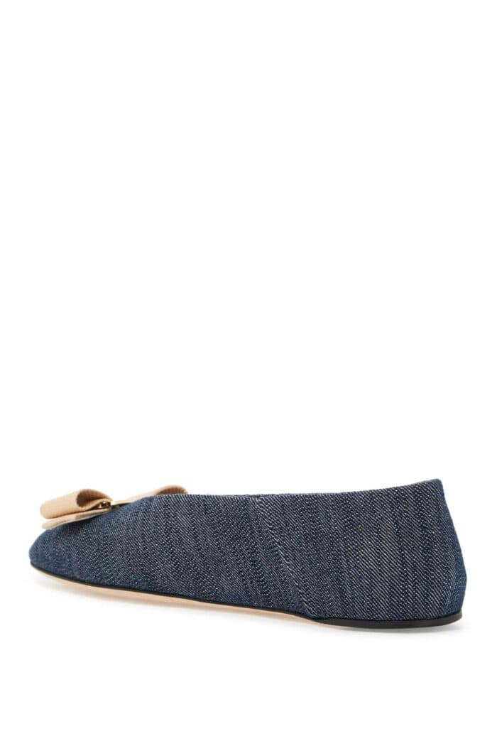 FERRAGAMO Denim Ballet Flats For