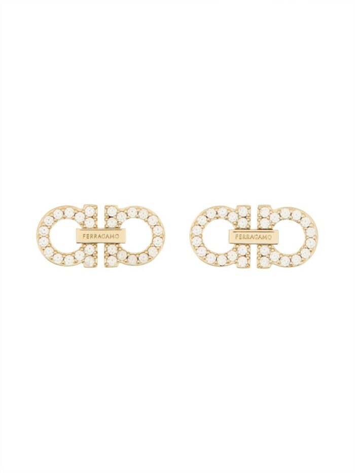 Ferragamo DOUBLE "HOOKS" EARRINGS WITH CRYSTALS