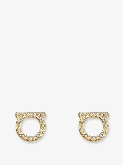 Ferragamo Gancini Crystals Brass Earrings