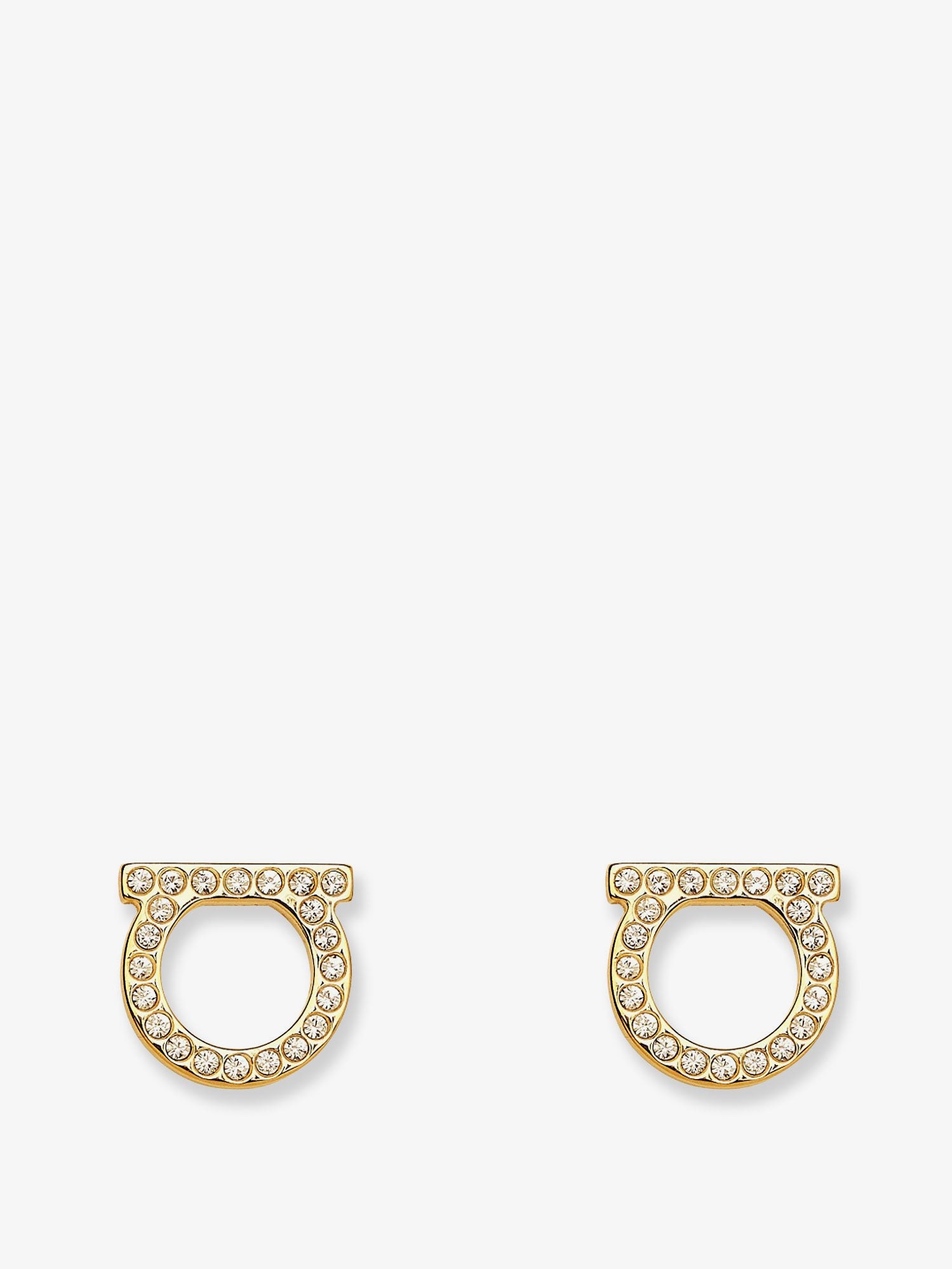Ferragamo Gancini Crystals Brass Earrings