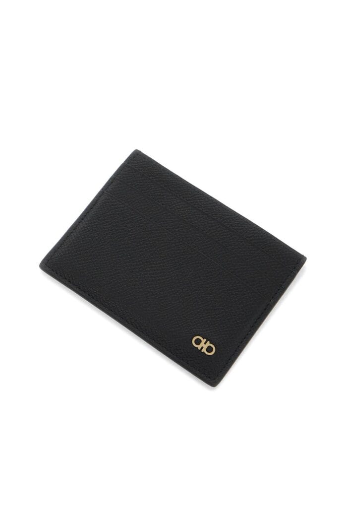 FERRAGAMO Hammered Leather Card Holder With Ganc