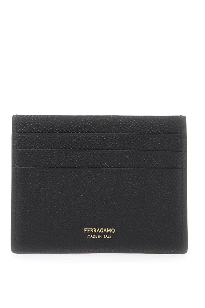 FERRAGAMO Hammered Leather Card Holder With Ganc