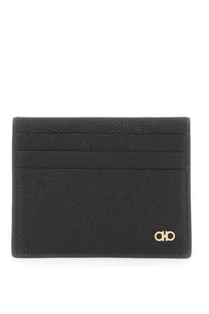 FERRAGAMO Hammered Leather Card Holder With Ganc