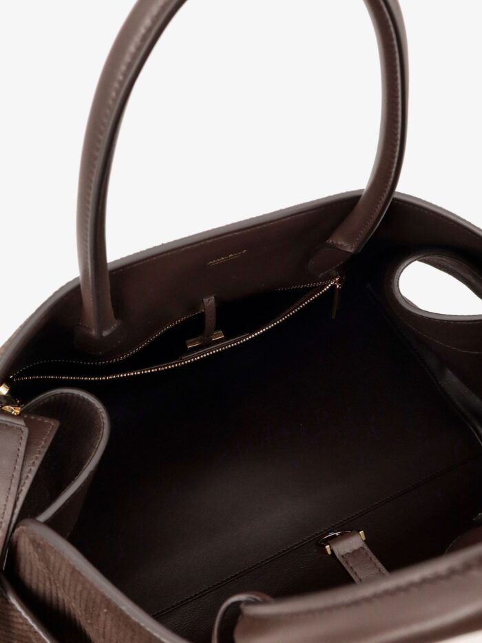 Ferragamo Hug Large Ribbed Suede Shoulder Bag