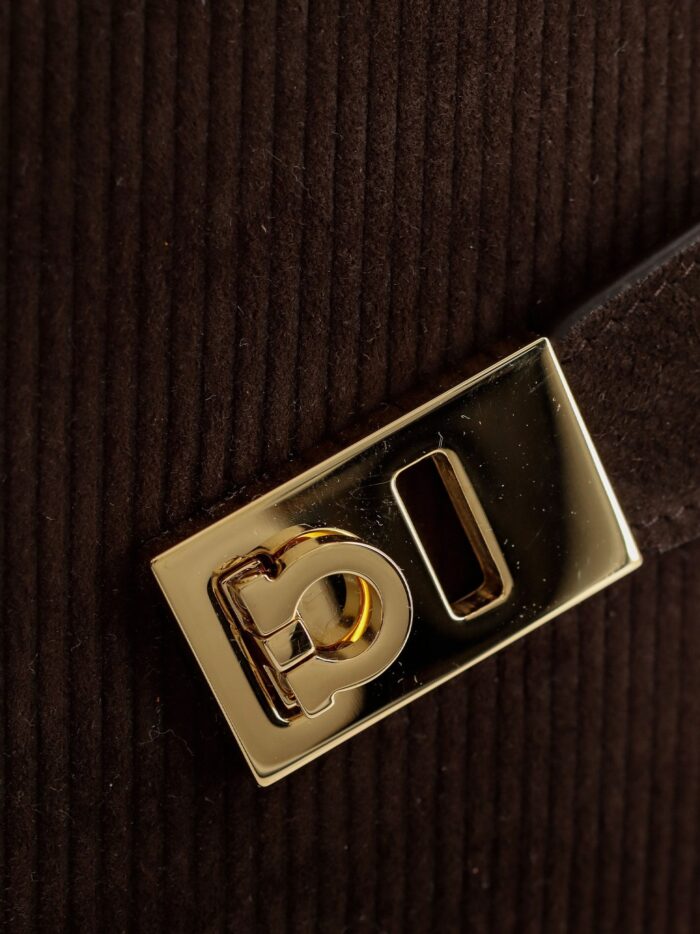 Ferragamo Hug Large Ribbed Suede Shoulder Bag