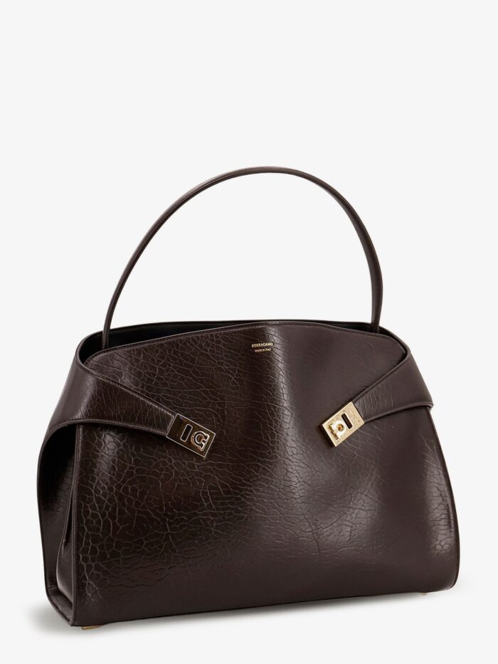 Ferragamo Hug Leather Shoulder Bag With Logo On The Front