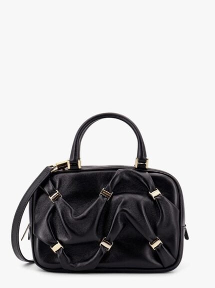 Ferragamo Leather Handbag With Draped Details Secured By Mini Vara Bows