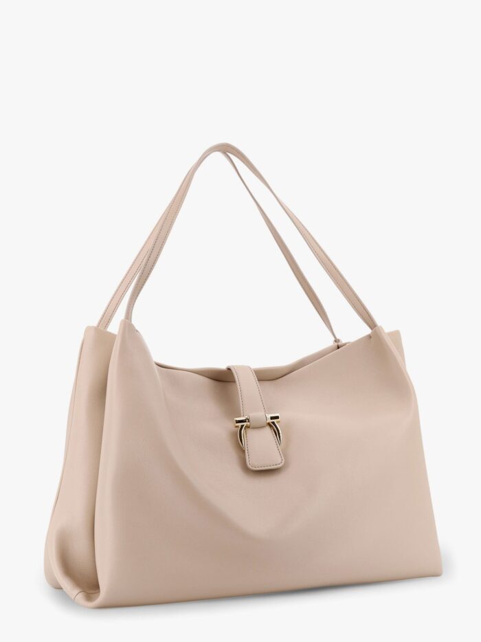 Ferragamo Leather Handbag With Metal Gancini Detail