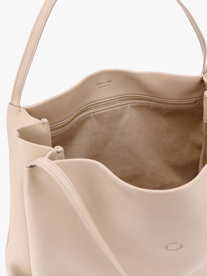 Ferragamo Leather Handbag With Metal Gancini Detail