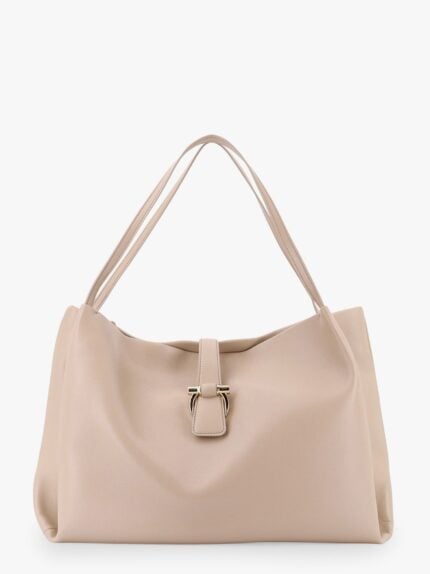 Ferragamo Leather Handbag With Metal Gancini Detail
