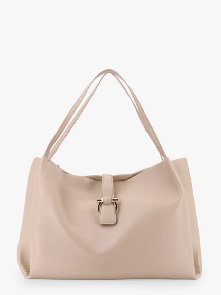 Ferragamo Leather Handbag With Metal Gancini Detail