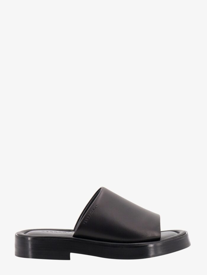 Ferragamo Leather Sandals With Embossed  Logo On The Side