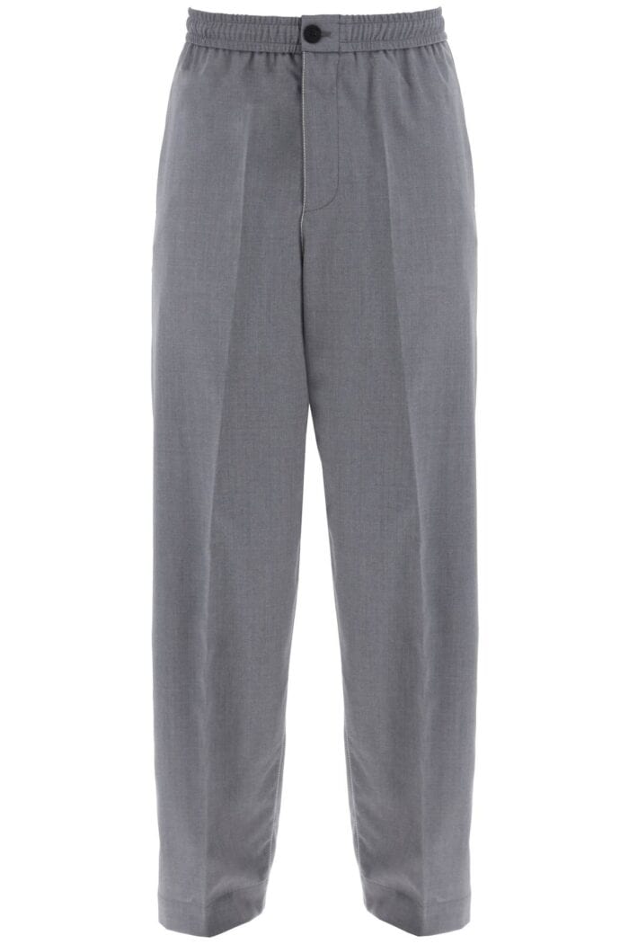 FERRAGAMO Lightweight Virgin Wool Tailored Trousers In Canvas Fabric