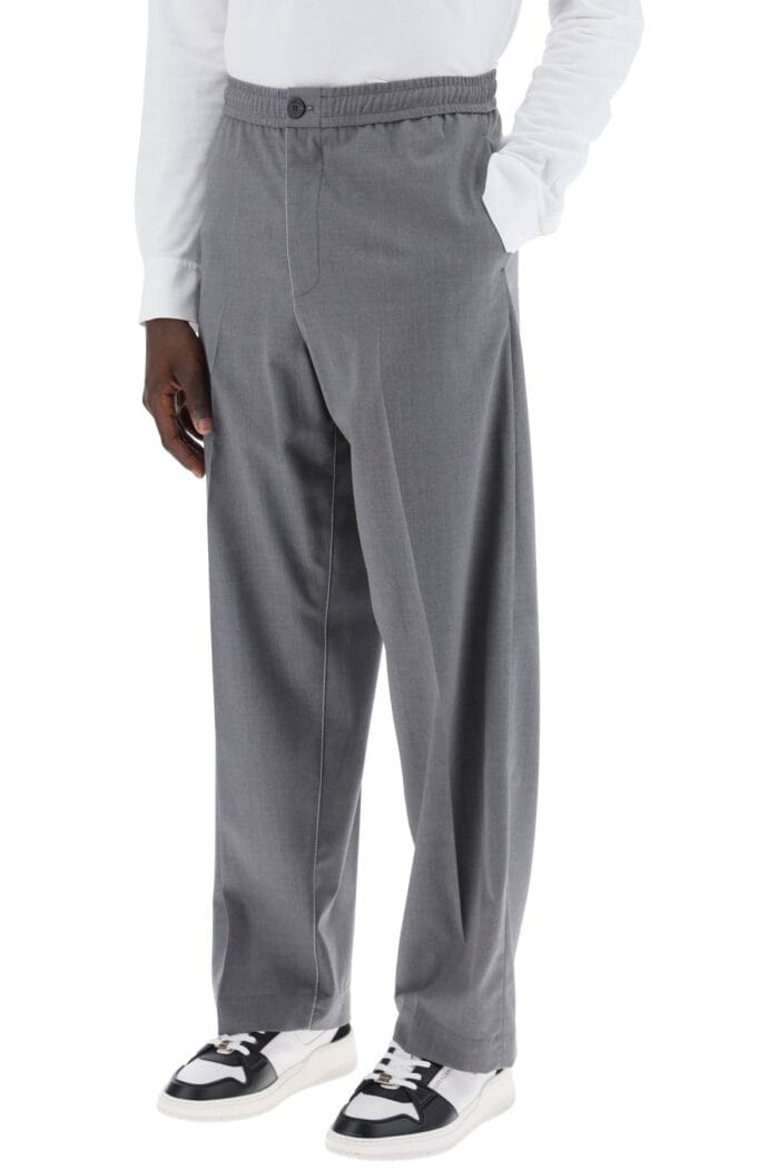 FERRAGAMO Lightweight Virgin Wool Tailored Trousers In Canvas Fabric