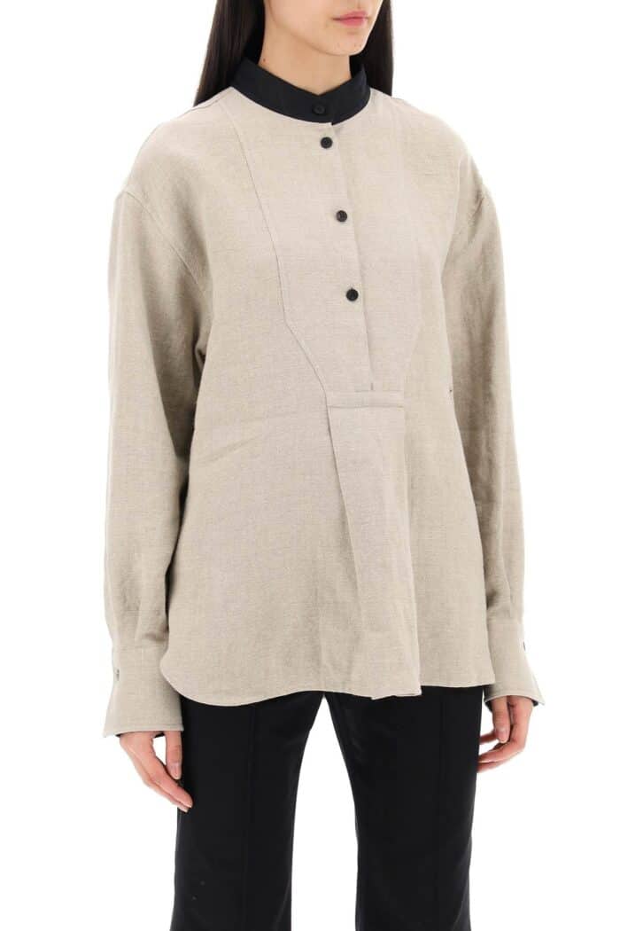 FERRAGAMO Linen Tunic Shirt In Eight