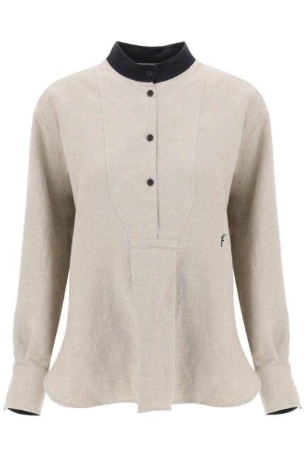 FERRAGAMO Linen Tunic Shirt In Eight