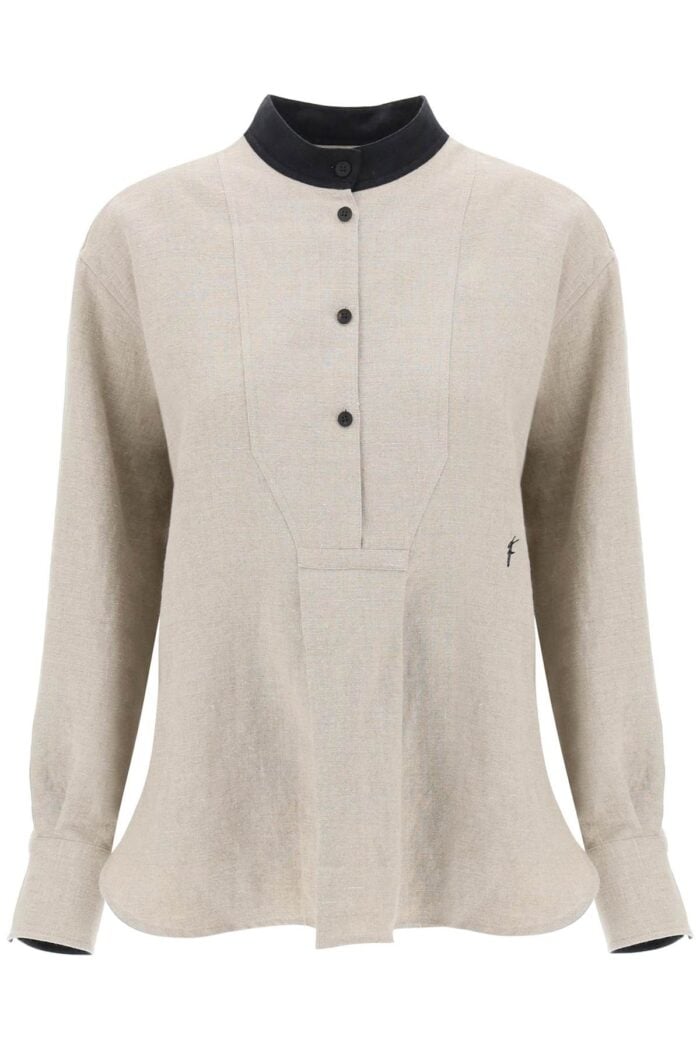 FERRAGAMO Linen Tunic Shirt In Eight