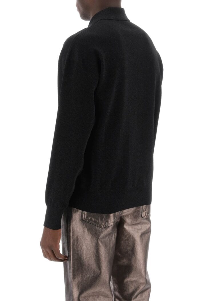 FERRAGAMO Long Sleeve Lurex Polo Shirt