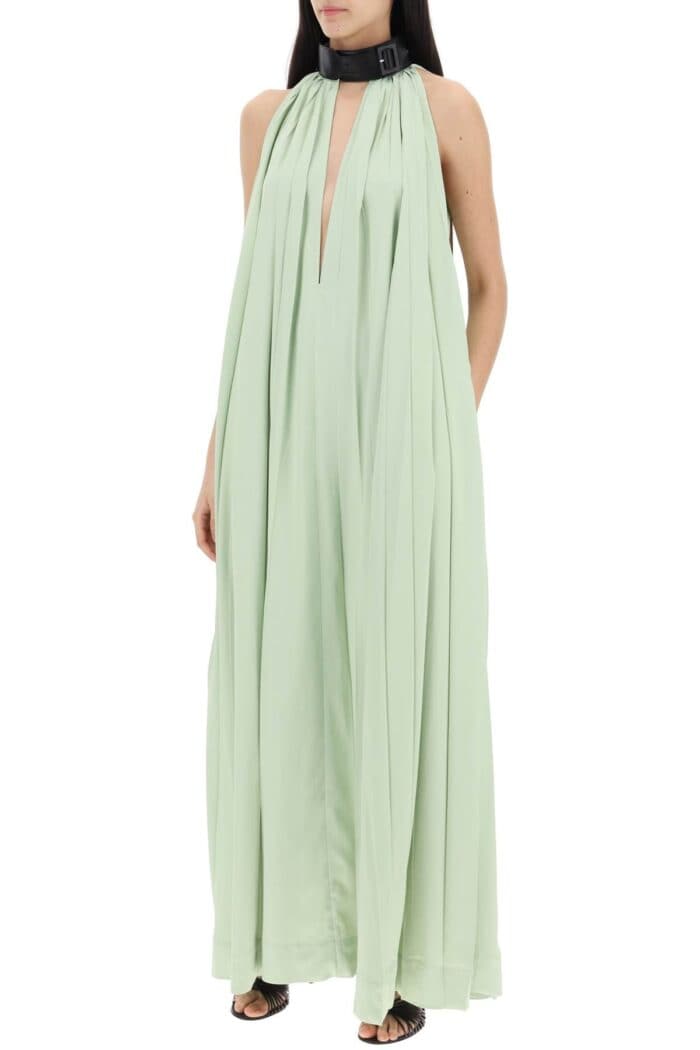 FERRAGAMO Maxi Dress With Leather Buckle Detail