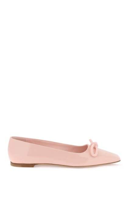 FERRAGAMO Patent Leather Ballet Flats With Asymmetrical Bow