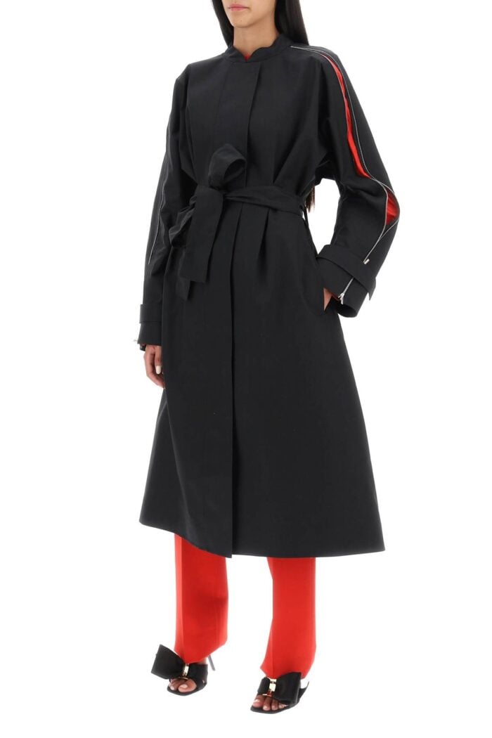 FERRAGAMO Poplin Trench Coat With Contrasting Inserts