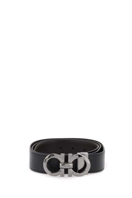 FERRAGAMO Reversible Faceted Gancini Buckle Belt