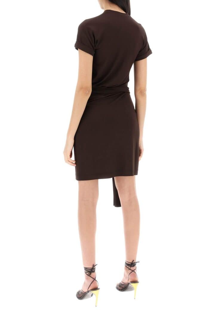 FERRAGAMO Short Dress With Sash And Metal Ring Accent