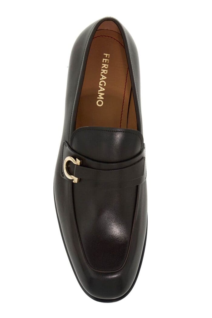 FERRAGAMO Smooth Leather Loafers With Gancini