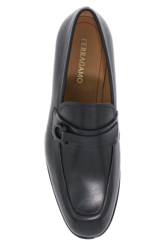 FERRAGAMO Smooth Leather Loafers With Gancini