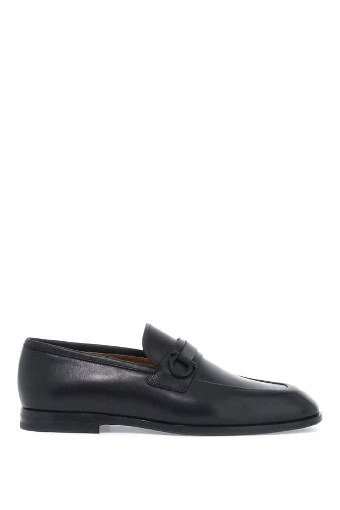 FERRAGAMO Smooth Leather Loafers With Gancini