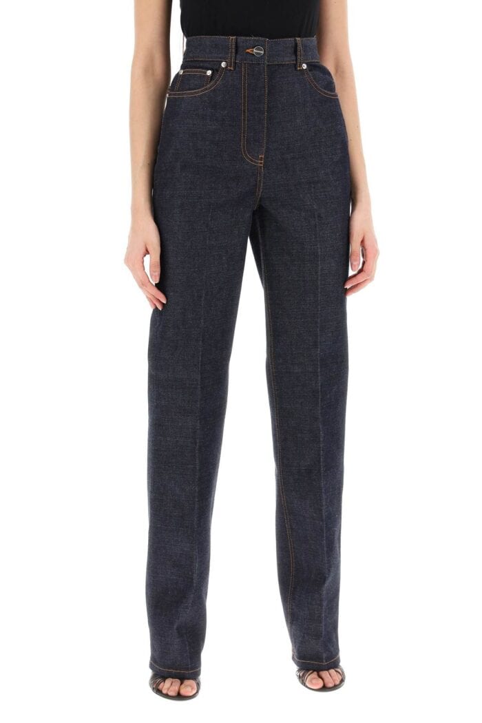 FERRAGAMO Straight Jeans With Contrasting Stitching Details.