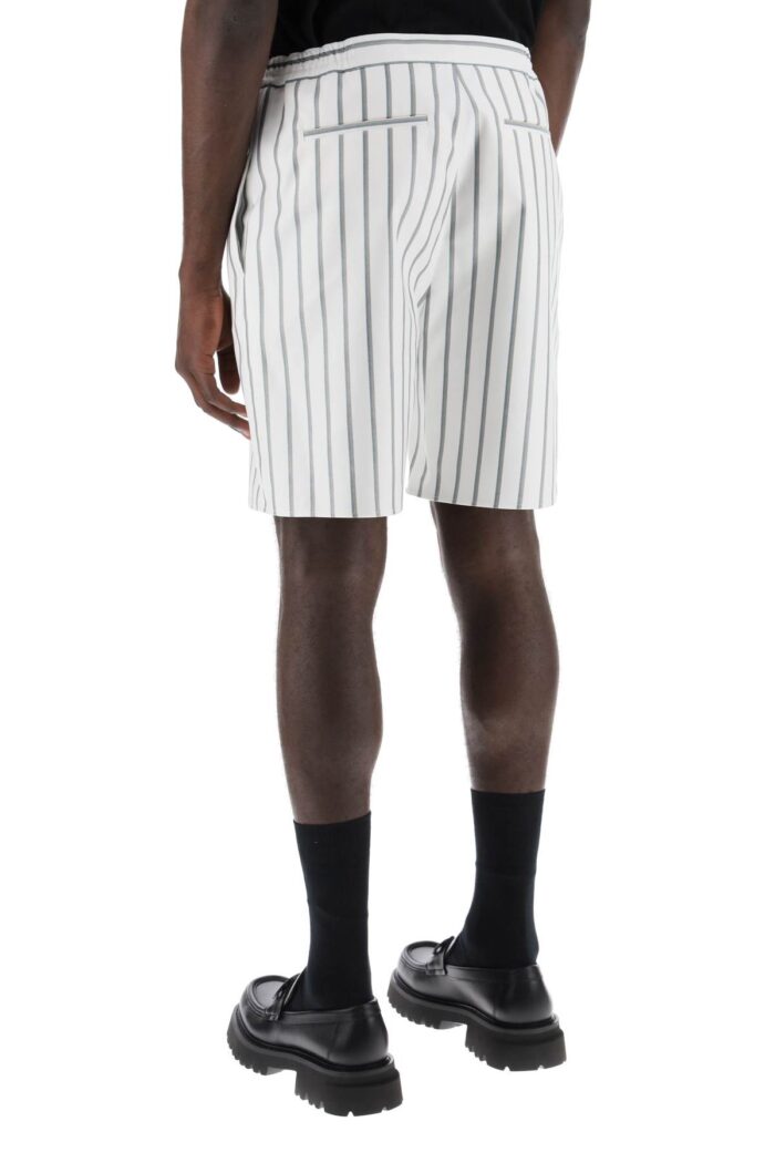 FERRAGAMO Striped Cotton Blend Bermuda Shorts