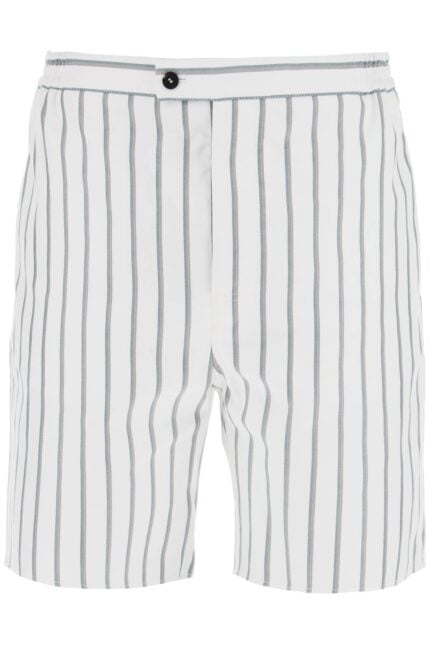 FERRAGAMO Striped Cotton Blend Bermuda Shorts