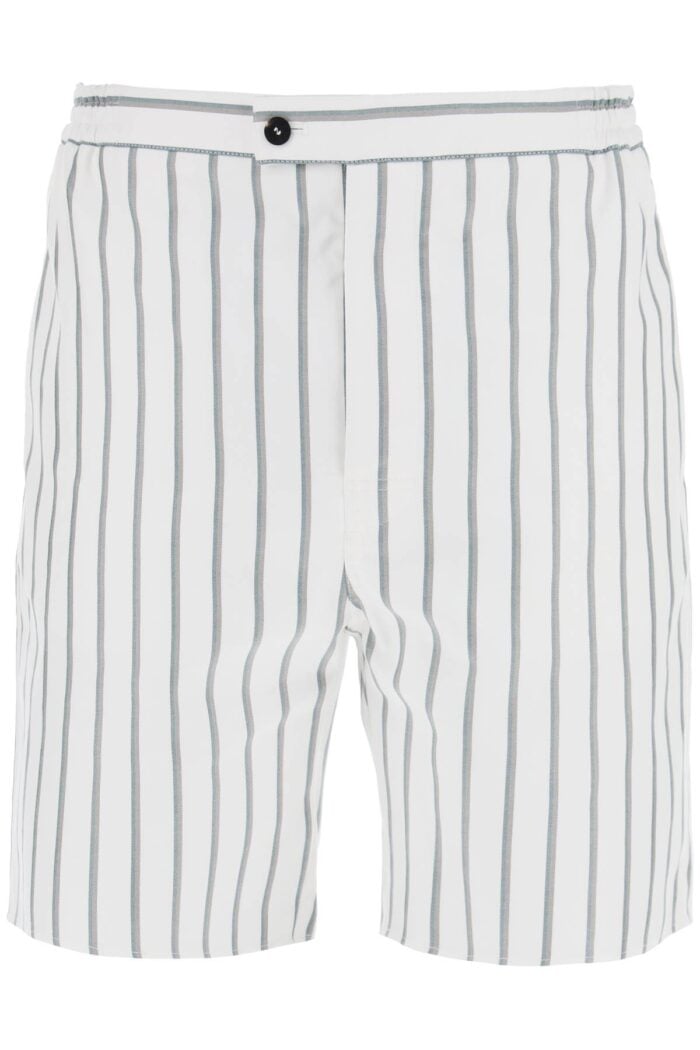 FERRAGAMO Striped Cotton Blend Bermuda Shorts