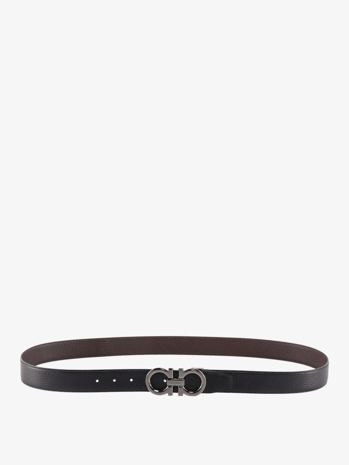 Ferragamo Textured Leather Belt With Iconic Gancini Buckle