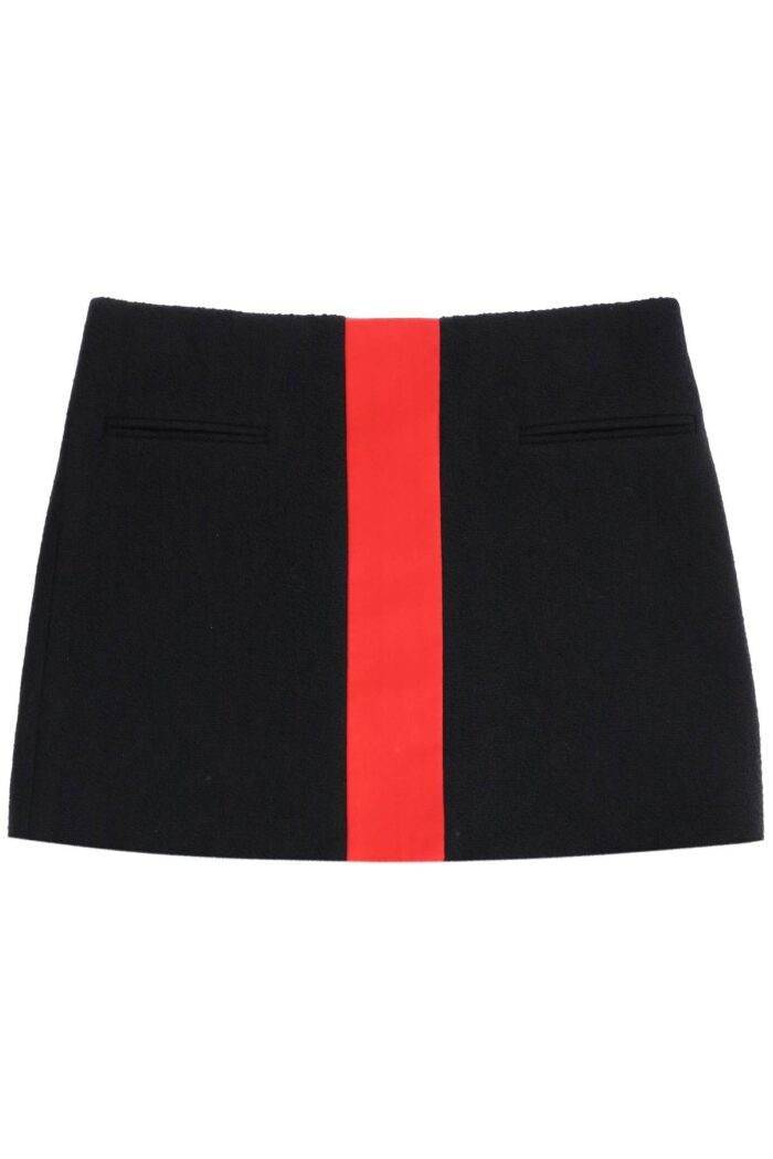 FERRAGAMO Tweed Mini Skirt With Satin Intarsia