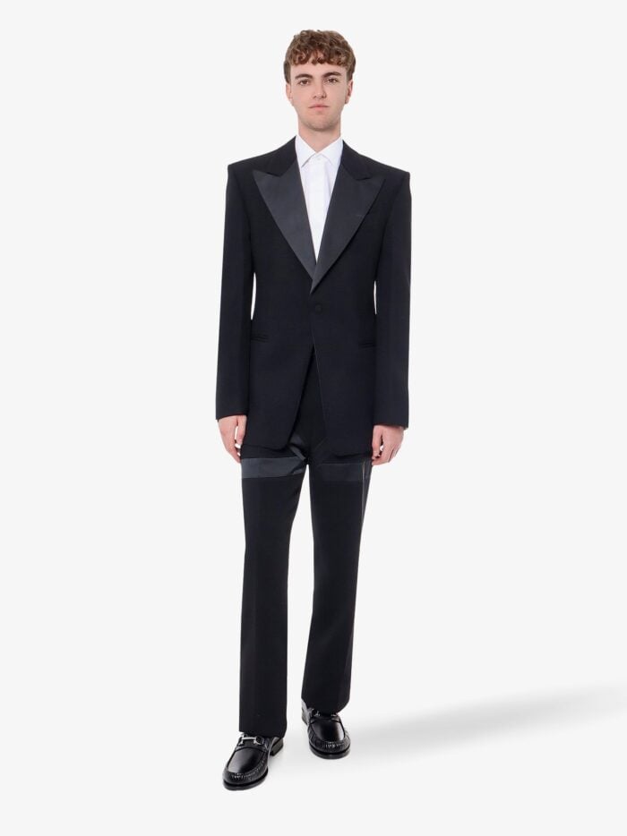 Ferragamo Wool Blazer With Satin Profiles