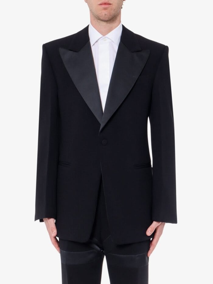 Ferragamo Wool Blazer With Satin Profiles