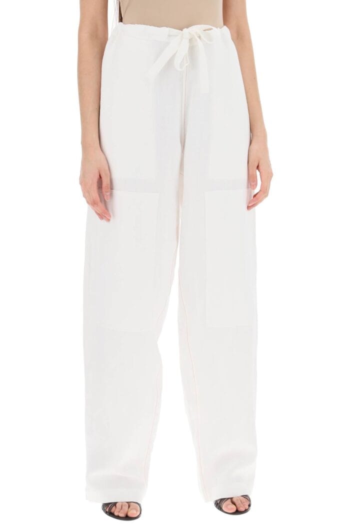 FERRAGAMO Work  Linen Blend Pants With Patchwork