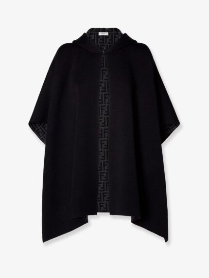 Fendi FF Zucca Black And Grey Cashmere Poncho