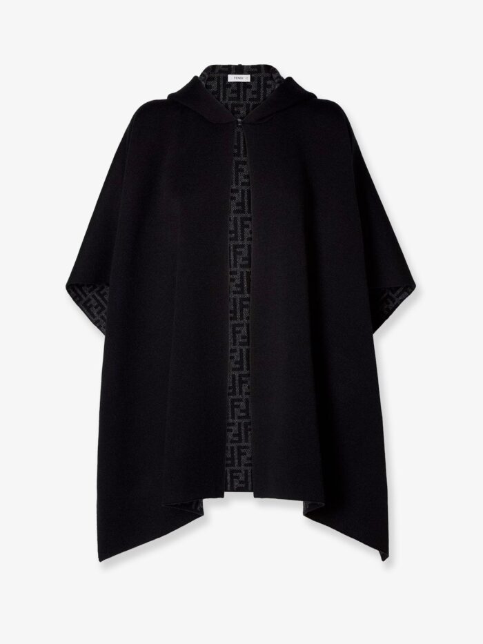 Fendi FF Zucca Black And Grey Cashmere Poncho