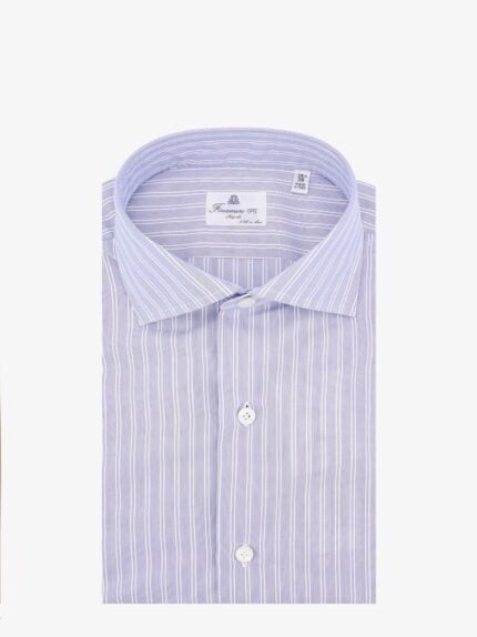 FINAMORE Cotton Shirt With Striped Motif