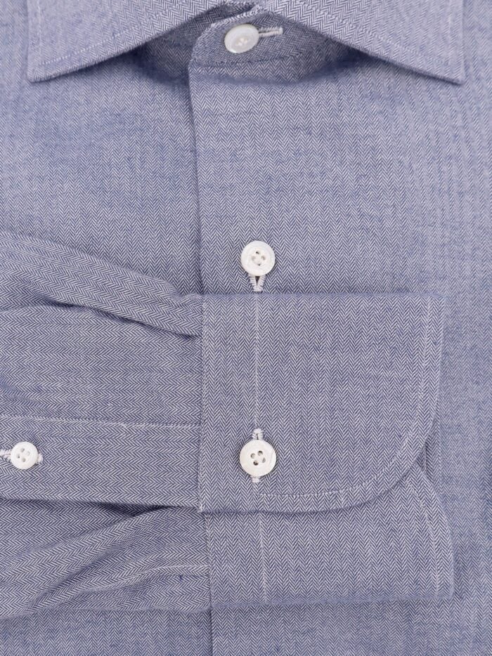 FINAMORE Herringbone Cotton Shirt